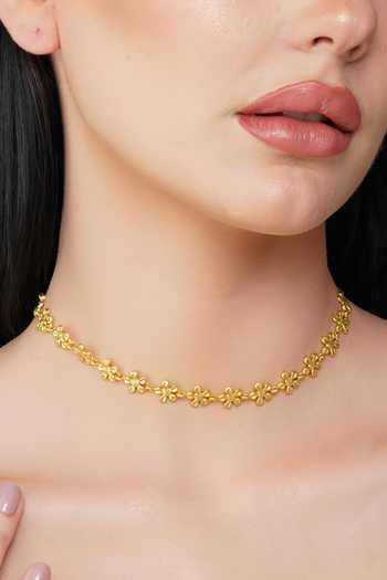 Buy ZARIIN Gold Plated Flowers Of Hope Carved Choker Online at Aza Fashions Buy_ZARIIN_Gold Plated Flowers Of Hope Carved Choker_Online_at_Aza_Fashions
