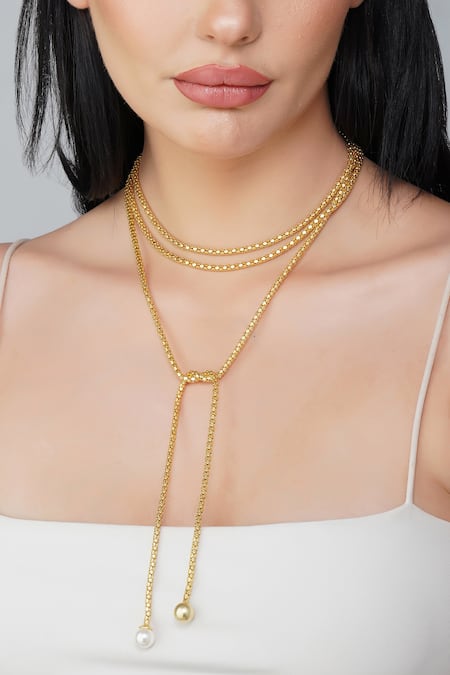 Buy Zariin Gold Plated Draped In Elegance Wrap Necklace Online at Aza Fashions Buy_Zariin_Gold Plated Draped In Elegance Wrap Necklace _Online_at_Aza_Fashions