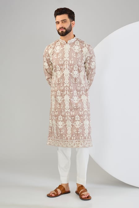 Kasbah Floral Pattern Embroidered Straight Kurta 