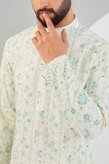 Buy Kasbah Ivory Georgette Sequins, Embroidery Floral Kurta Online at Aza Fashions Buy_Kasbah_Ivory Georgette Sequins, Embroidery Floral Kurta _Online_at_Aza_Fashions