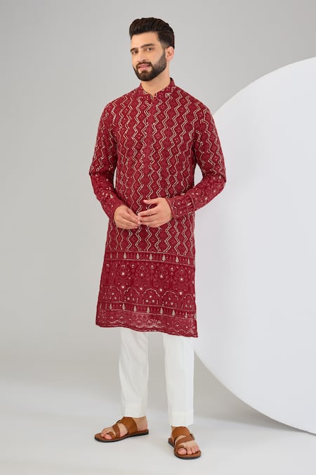 Kasbah Zig-Zag Embroidered Straight Kurta 