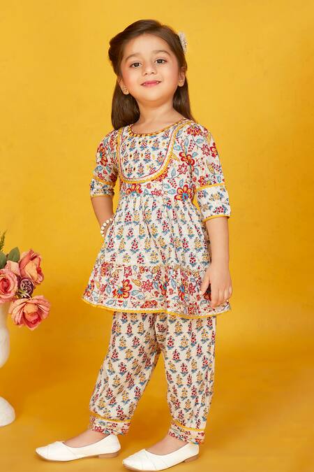 Buy Maaikid Red Cotton Mirrors, Embroidery Floral Print Peplum Kurta With Salwar Pant Online at Aza Fashions Buy_Maaikid_Red Cotton Mirrors, Embroidery Floral Print Peplum Kurta With Salwar Pant _Online_at_Aza_Fashions