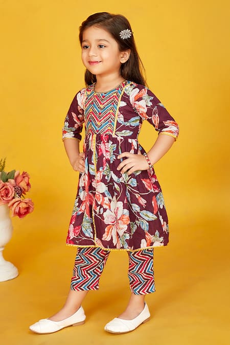 Buy Maaikid Magenta Cotton Sequins Floral Embroidered Peplum Kurta With Salwar Pant Online at Aza Fashions Buy_Maaikid_Magenta Cotton Sequins Floral Embroidered Peplum Kurta With Salwar Pant _Online_at_Aza_Fashions
