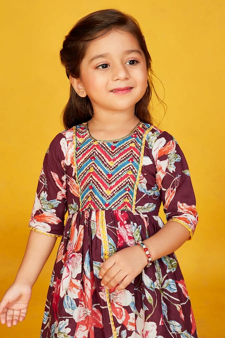 Maaikid Magenta Cotton Sequins Floral Embroidered Peplum Kurta With Salwar Pant at Aza Fashions Maaikid_Magenta Cotton Sequins Floral Embroidered Peplum Kurta With Salwar Pant _at_Aza_Fashions