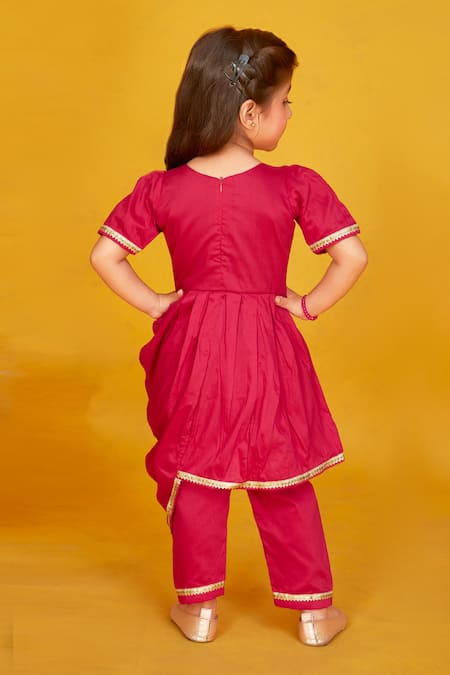 Maaikid Cotton Cowl Draped Kurta With Straight Pant 