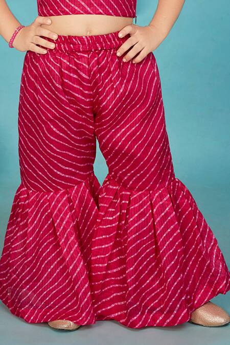 Shop Maaikid Pink Cotton Gota Patti Brocade Embroidered Jacket With Sharara Set Online at Aza Fashions Shop_Maaikid_Pink Cotton Gota Patti Brocade Embroidered Jacket With Sharara Set _Online_at_Aza_Fashions