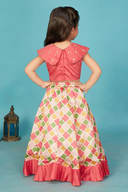 Maaikid Floral Print Cotton Silk Lehenga Set 