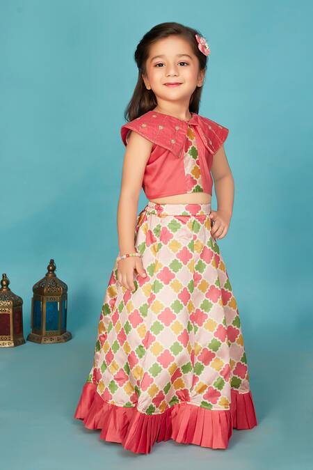 Shop Maaikid Beige , Silk, Satin Embroidery, Ruffles Floral Print Lehenga Set Online at Aza Fashions Shop_Maaikid_Beige , Silk, Satin Embroidery, Ruffles Floral Print Lehenga Set _Online_at_Aza_Fashions