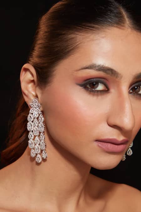 Vivinia By Vidhi Mehra Zircon Embellished Dangler Earrings 