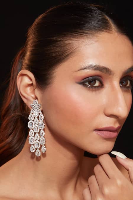 Vivinia By Vidhi Mehra Zircon Embellished Dangler Earrings 