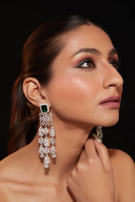 Vivinia By Vidhi Mehra Floral Droplet Embellished Earrings 
