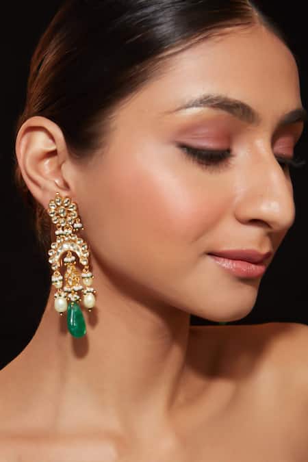 Vivinia By Vidhi Mehra Floral Top Kundan Embellished Earrings 