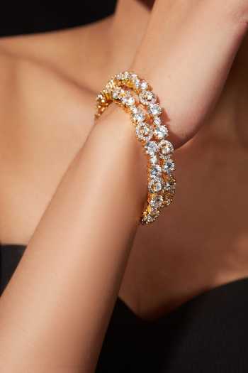 Vivinia By Vidhi Mehra_Gold Plated Zari, Stones Zirconia Embellished Bangle - Set Of 2 _Online_at_Aza_Fashions