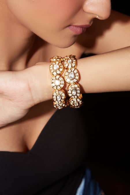 Vivinia By Vidhi Mehra Kundan Polki Embellished Bangle - Set of 2 