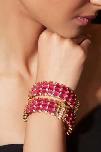 Vivinia By Vidhi Mehra Gold Plated Zari, Stones Zirconia Studded Bangle - Set Of 2 Online at Aza Fashions Vivinia By Vidhi Mehra_Gold Plated Zari, Stones Zirconia Studded Bangle - Set Of 2 _Online_at_Aza_Fashions