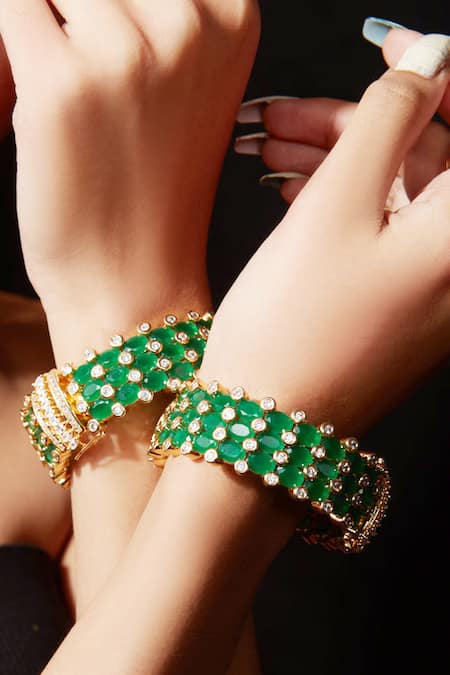 Vivinia By Vidhi Mehra Kundan Studded Bangle - Set of 2 