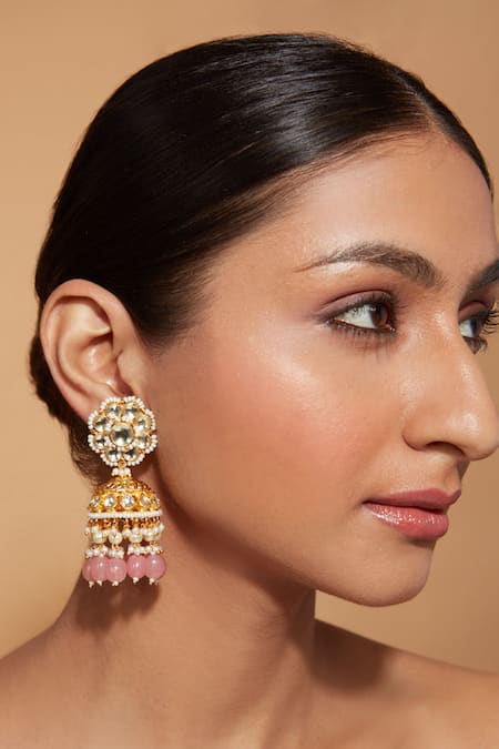 VIVINIA by Vidhi Mehra Kundan Studded Jhumkas 