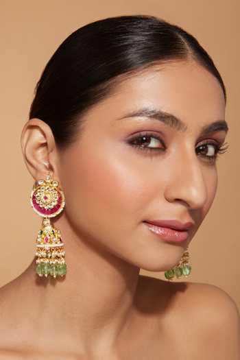 Vivinia By Vidhi Mehra Gold Plated Stone Embellished Chandbalis Online at Aza Fashions Vivinia By Vidhi Mehra_Gold Plated Stone Embellished Chandbalis _Online_at_Aza_Fashions
