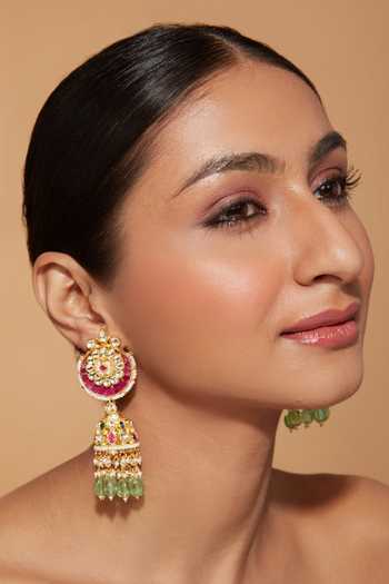 Buy Vivinia By Vidhi Mehra Gold Plated Stone Embellished Chandbalis Online at Aza Fashions Buy_Vivinia By Vidhi Mehra_Gold Plated Stone Embellished Chandbalis _Online_at_Aza_Fashions
