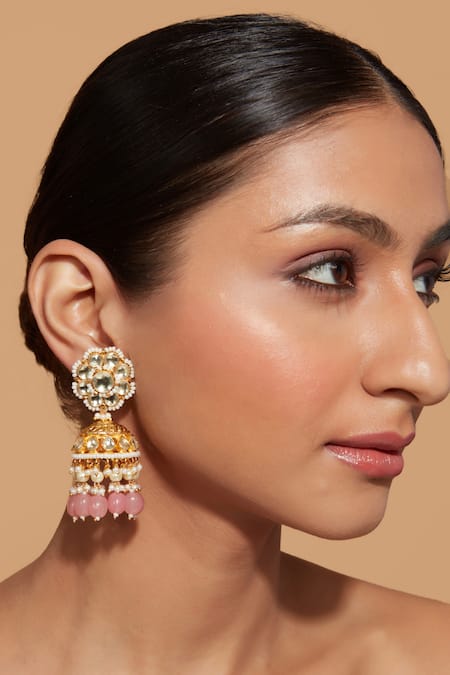 VIVINIA by Vidhi Mehra Kundan Studded Jhumkas 