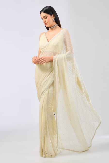 Rabani & Rakha Nabai Thread Embroidered Saree With Blouse 