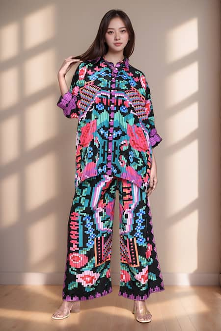 Khwaab by Sanjana Lakhani Abstract Print Shirt & Pant Set 