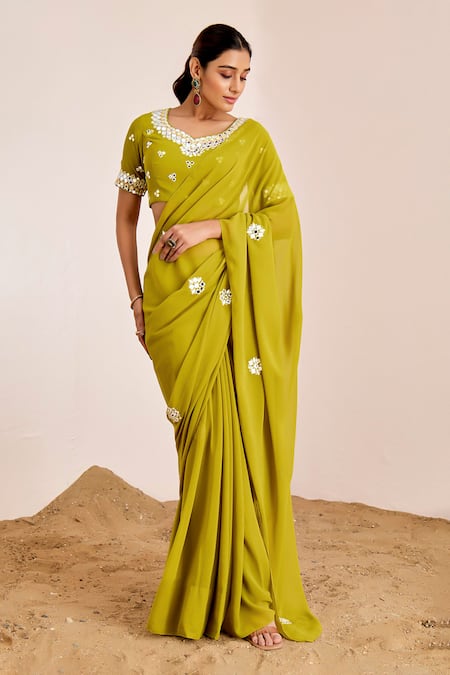 Suruchi Parakh Mirror Work Saree With Blouse 