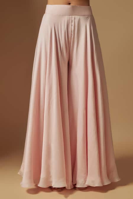 Buy_Asaga_Pink Tulle, Satin, Organza Beads, Crystals, Noom Hand Kurta Sharara Set _Online_at_Aza_Fashions