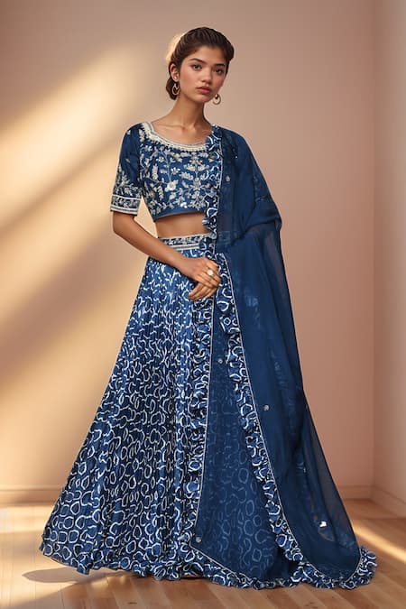 Khwaab by Sanjana Lakhani Printed Geometrical Lehenga Set 