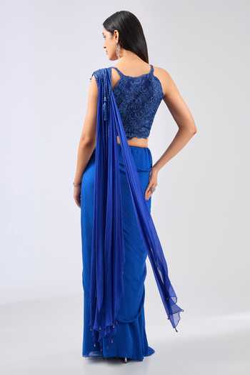 Rabani & Rakha Sairra Lace Work Pre-Draped Saree With Blouse 