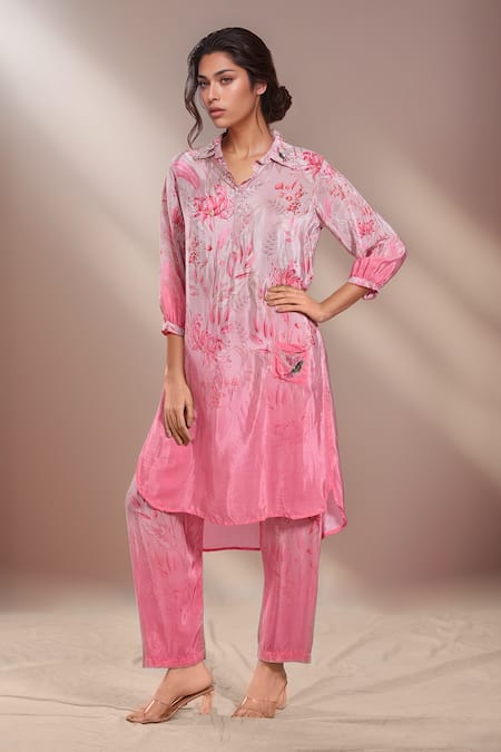 Khwaab by Sanjana Lakhani Printed Shaded High-Low Kurta With Pant 