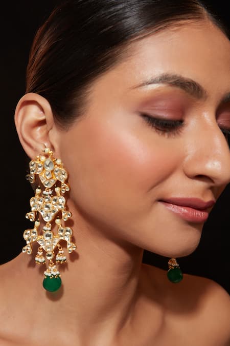 VIVINIA by Vidhi Mehra Gold Plated Kundan Studded Earrings 