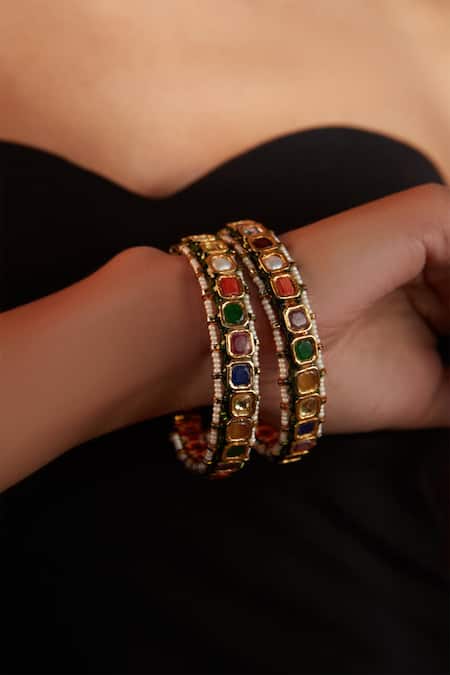 Vivinia By Vidhi Mehra Stone Studded Bangle - Set of 2 