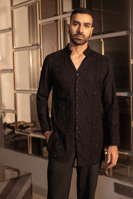 Amit Arora Crochet Embroidered Short Kurta With Pant 