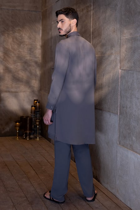 Amit Arora Thread Embroidered Asymmetrical Kurta With Aligadhi 