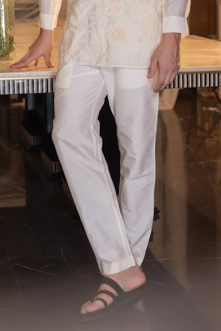 Amit Arora Cream Mohair, Cotton Stones, Floral Embroidered Short Kurta With Aligadhi Online at Aza Fashions Amit Arora_Cream Mohair, Cotton Stones, Floral Embroidered Short Kurta With Aligadhi _Online_at_Aza_Fashions