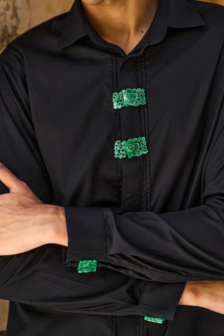 Shop_Dash And Dot_Black Cotton Jade Button Shirt _Online_at_Aza_Fashions
