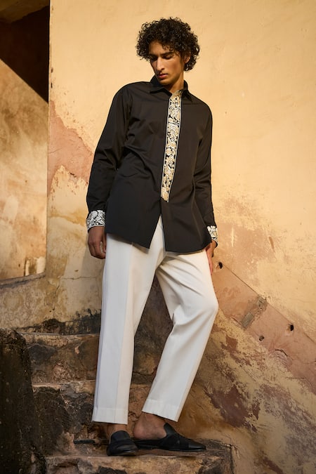 Dash And Dot Floral Embroidered Long Shirt 