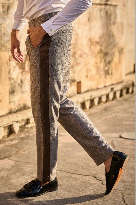 Buy_Dash And Dot_Grey Polyester Metallic Pant 