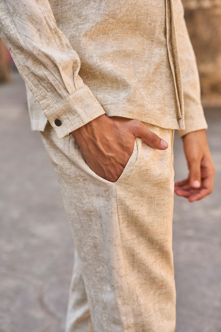 Buy_Dash And Dot_Beige 30% Linen Textured Pant 