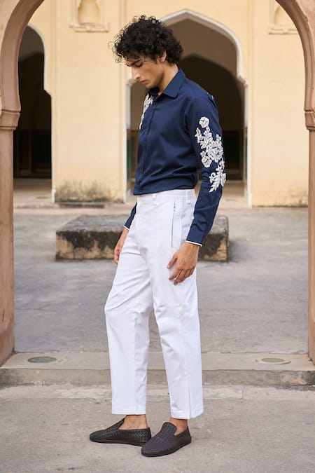 Dash And Dot_White Cotton Tapered Pant _at_Aza_Fashions