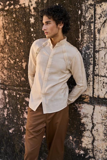 Dash And Dot Irregular Pintuck Pleated Shirt 