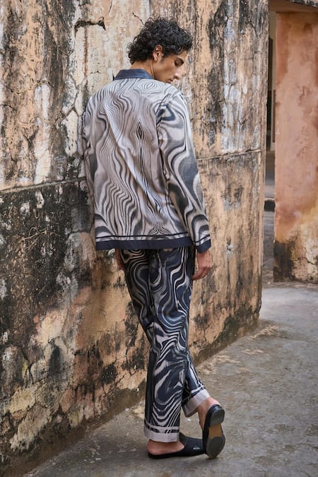 Dash And Dot Marble Print Straight Fit Pant 