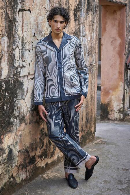 Shop_Dash And Dot_Multi Color Cotton Marble Print Straight Fit Pant _Online_at_Aza_Fashions