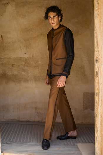 Dash And Dot_Brown Viscose, Polyester Embroidery Thread Bundi_Online_at_Aza_Fashions