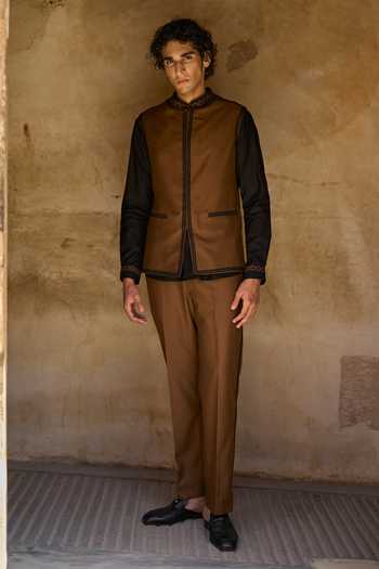 Shop_Dash And Dot_Brown Viscose, Polyester Embroidery Thread Bundi_Online_at_Aza_Fashions