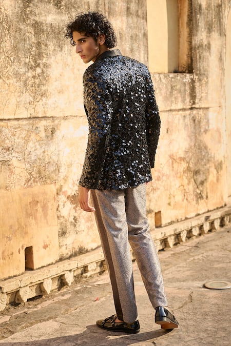 Dash And Dot Sequin Embroidered Blazer & Shirt Set 