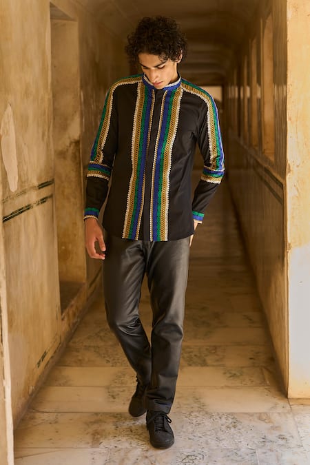 Dash And Dot Thread Embroidered Full Sleeve Shirt 