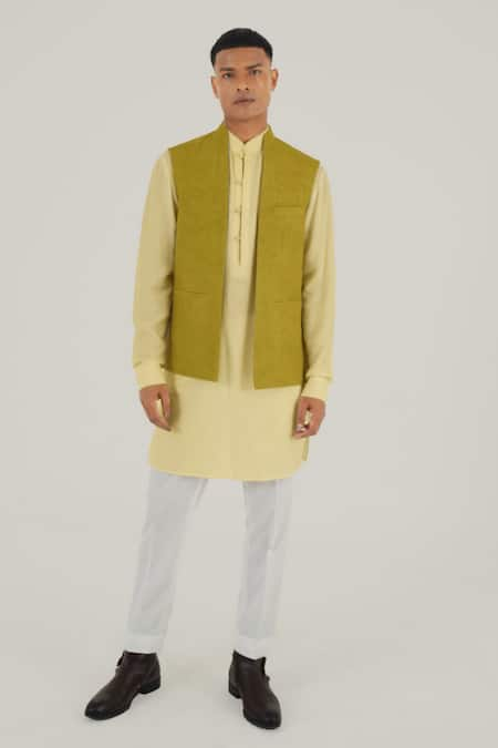 Dhruv Vaish Silk Embroidered Open Jawahar Jacket 