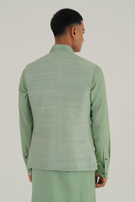 Shop Dhruv Vaish Green Silk Embroidery Thread Mint Jawahar Jacket at Aza Fashions Shop_Dhruv Vaish_Green Silk Embroidery Thread Mint Jawahar Jacket _at_Aza_Fashions